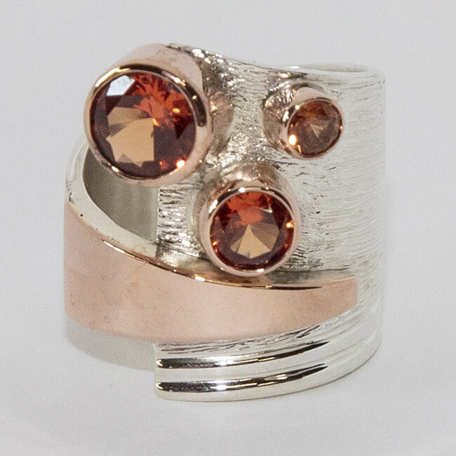 SILVER/14K SAPPHIRE WRAP RING-7.5