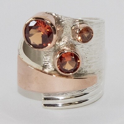 SILVER/14K SAPPHIRE WRAP RING-7.5