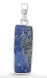 SILVER  ROUGH CUT RECTANGLE LAPIS PENDANT