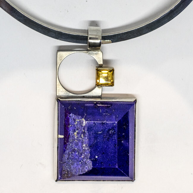 SILVER/GOLD LAPIS &amp; CITRINE PENDANT