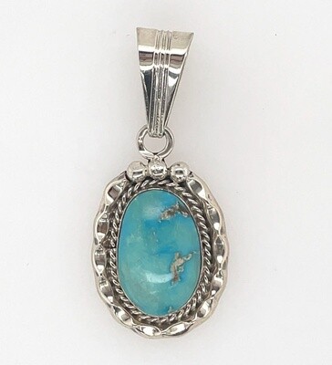 SILVER TURQUOISE PENDANT NAVAJO - SAMUEL YELLOWHAIR