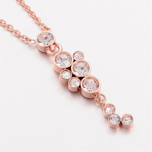 ROSE STAINLESS CZ NECKLACE FJN21