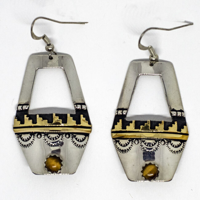 SILVER &amp; GOLD-FILLED EARRINGS NAVAJO - T&amp;R SINGER