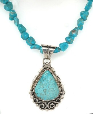 SILVER TURQUOISE PENDANT NAVAJO - DANIEL BENALLY