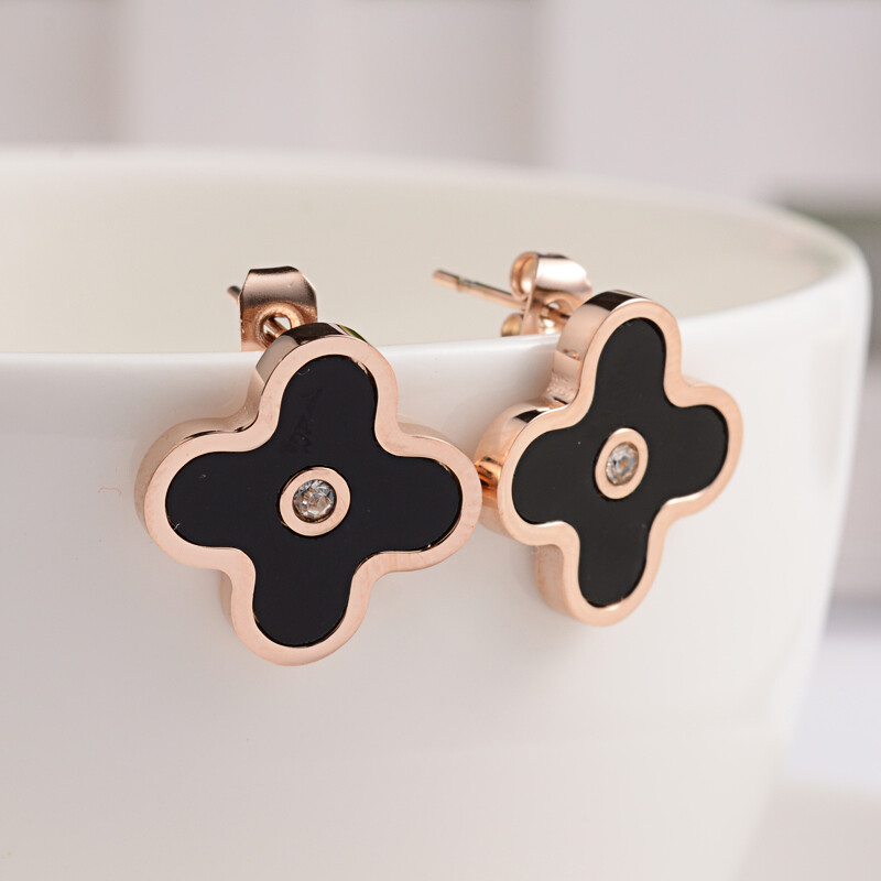 *ROSE STAINLESS EARRINGS  FJEFG