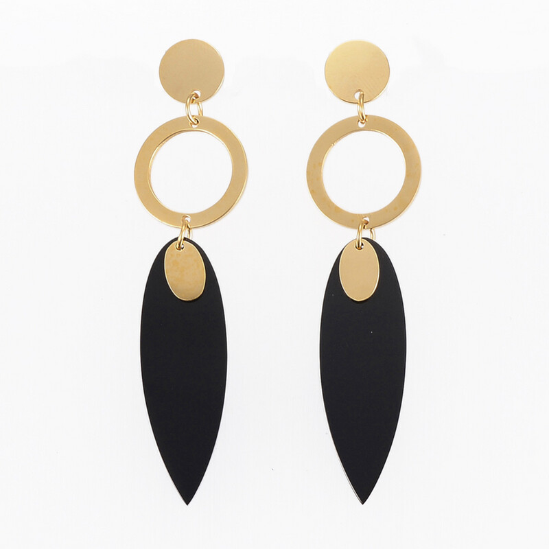 *GOLD STAINLESS ENAMEL EARRINGS FJE102