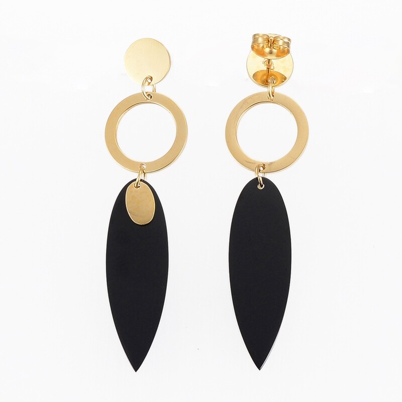 GOLD STAINLESS ENAMEL EARRINGS