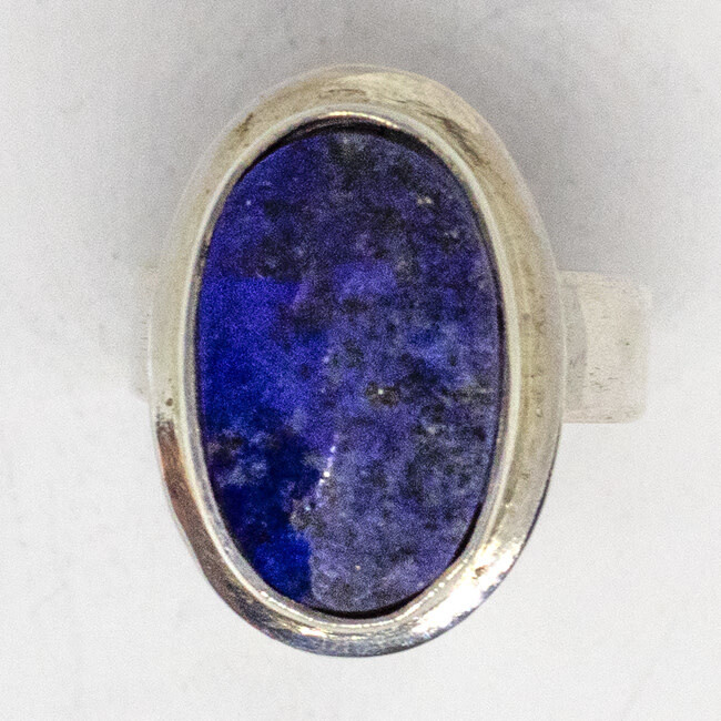 SILVER OVAL LAPIS RING