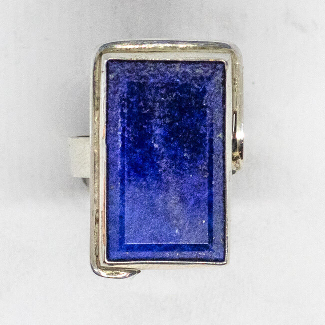 SILVER RECTANGLE LAPIS RING