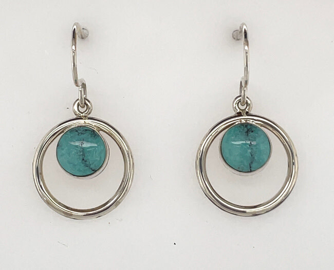 SILVER TURQUOISE EARRINGS NAVAJO - CATHIE WEBSTER
