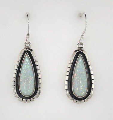 SILVER OPAL EARRINGS NAVAJO-AMOS BEGAY