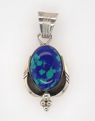 SS PENDANT W/AZURITE-RB W/BEAR