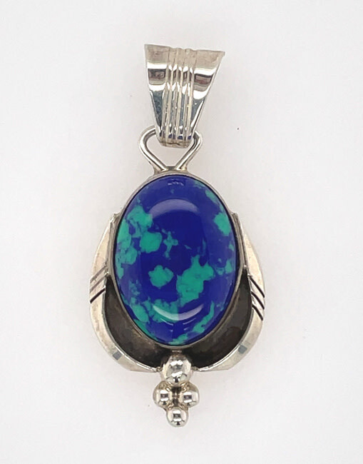 SS PENDANT W/AZURITE-RB W/BEAR