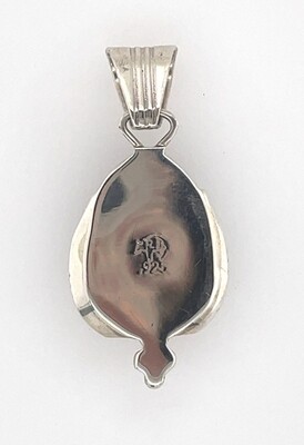 SILVER OVAL AZURITE PENDANT-NAVAJO-RB W/BEAR