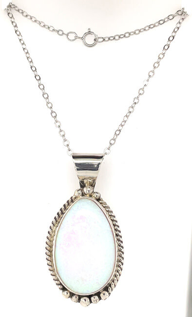 SILVER OPAL PENDANT NAVAJO-JAN MARIANO
