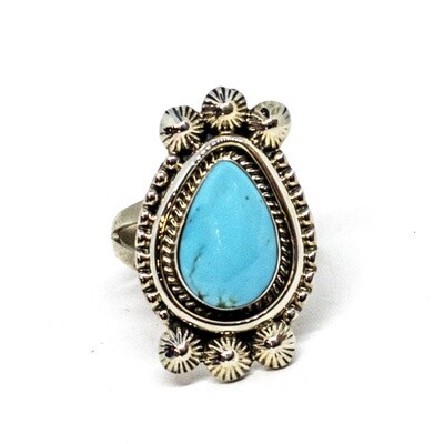 SILVER RING NAVAJO - TOM LEWIS - SIZE 8