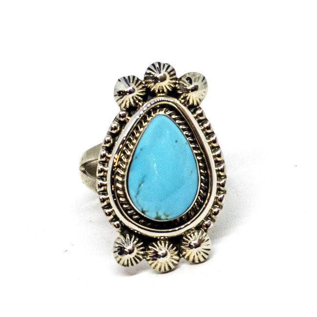 SILVER RING NAVAJO - TOM LEWIS - SIZE 8