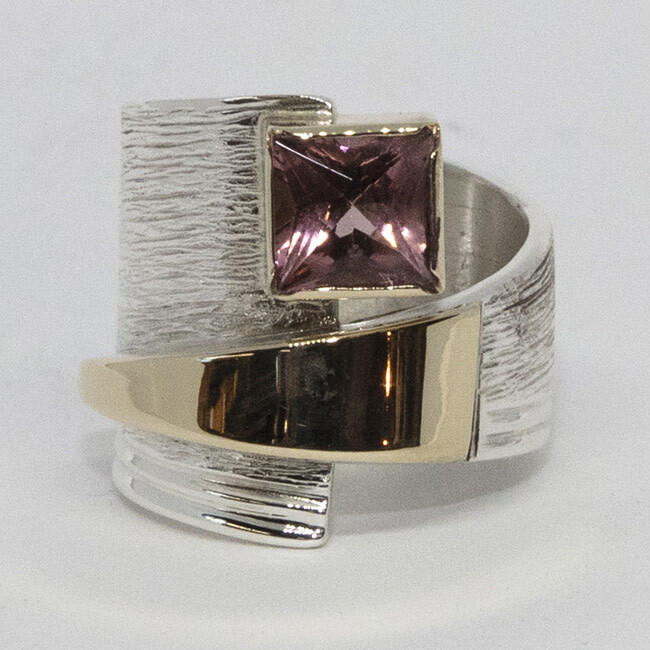 SILVER/14K TOURMALINE WRAP RING-6.5
