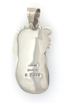 SILVER TURQUOISE PENDANT NAVAJO - H. BOYD
