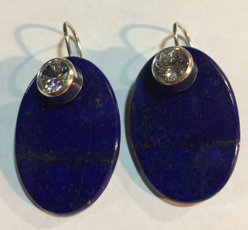 SILVER LAPIS EARRINGS