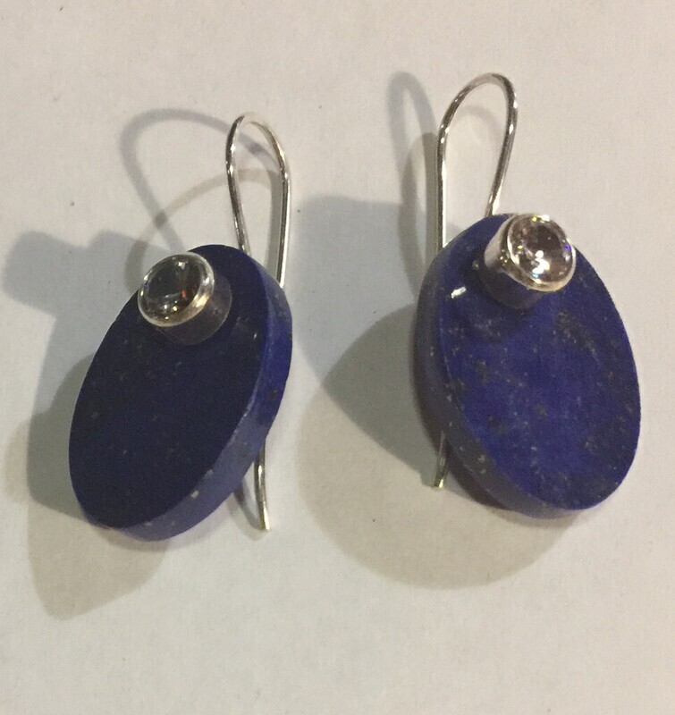 SILVER LAPIS EARRINGS