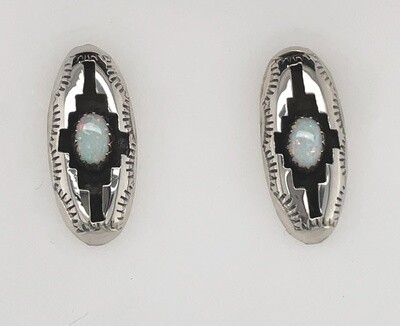 SILVER OPAL EARRINGS NAVAJO-FLELIX PERRY