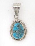 SILVER  TURQUOISE PENDANT NAVAJO - SAMUEL YELLOWHAIR