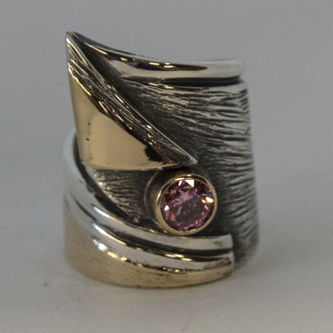 **SILVER/GOLD OXIDZED CZ WRAP RING-7