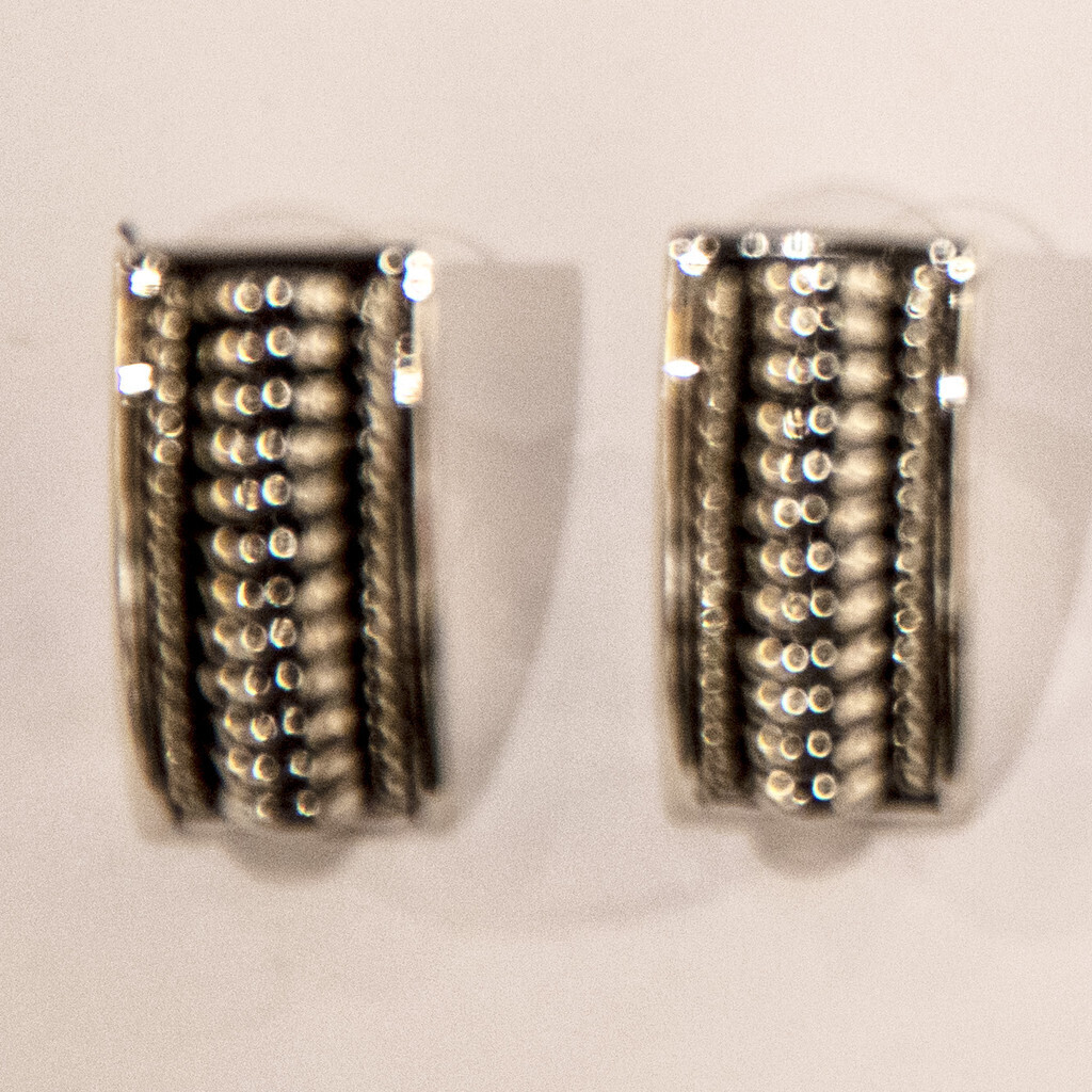 SS PST EARRINGS W/BUBB LINES-THOMAS CHARLEY