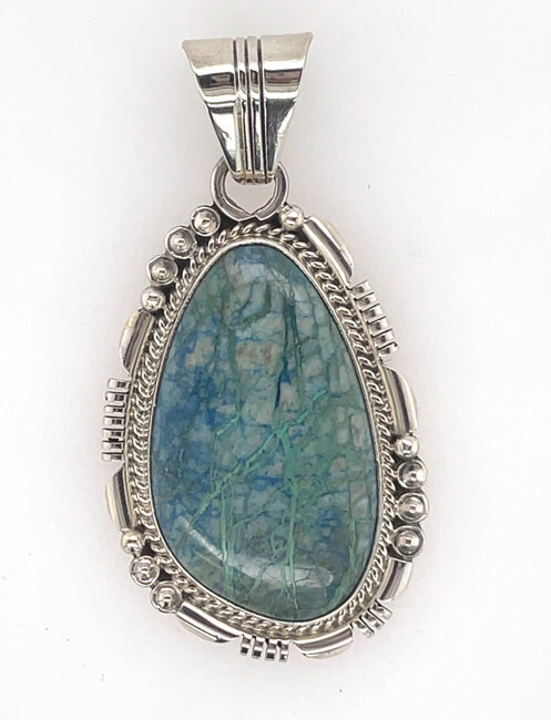 SS PENDANT W/AZURITE-RB BEAR FETISH