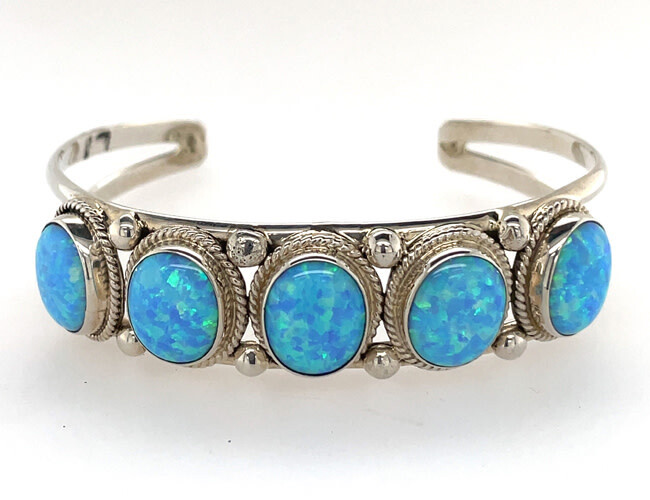 SILVER OPAL CUFF BRACELET NAVAJO-RITA MONTOYA