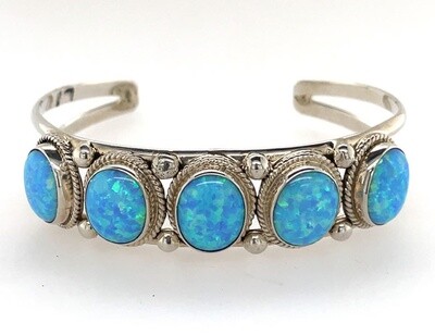 SILVER OPAL CUFF BRACELET NAVAJO-RITA MONTOYA