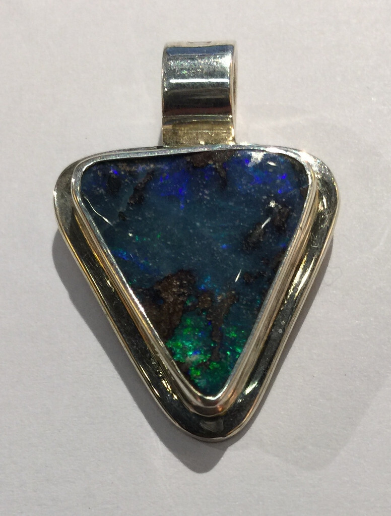 SS TRI BOULDER OPAL PENDANT