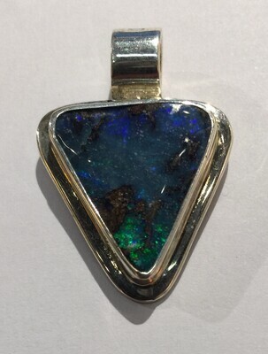 SS TRI BOULDER OPAL PENDANT