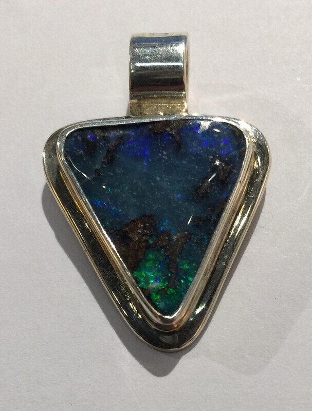 SS TRI BOULDER OPAL PENDANT