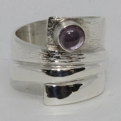 SILVER PINK SAPPHIRE WRAP RING-5.5