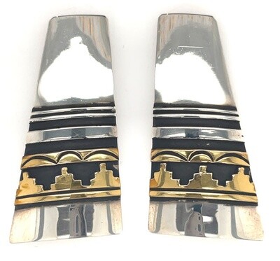 SILVER OVERLAY EARRINGS NAVAJO-T SINGER