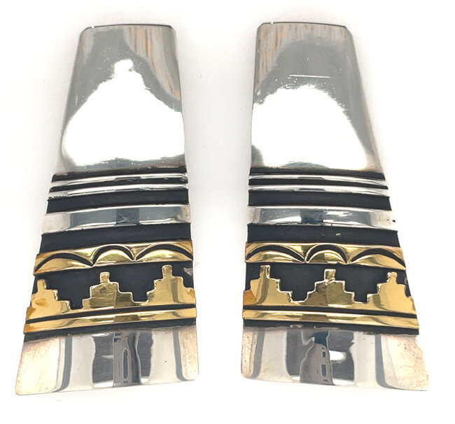 SILVER OVERLAY EARRINGS NAVAJO-T SINGER