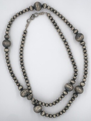 SS BRUSHED GRAD NAVAJO BEADED NECKLACE 28” SS BRUSHED GRAD NAVAJO BEADED NECKLACE 28”