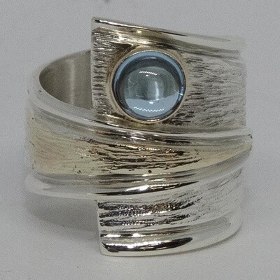 *SILVER/GOLD TOPAZ WRAP RING-6.5