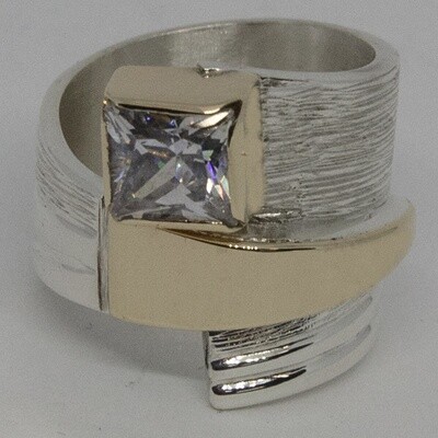 SILVER/14K CZ WRAP-6 SILVER/14K CZ WRAP-6