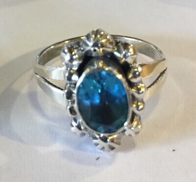 SILVER TOPAZ RING NAVAJO - MIKE SMITH - SIZE 10