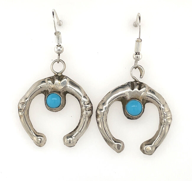 SILVER NAJA TURQUOISE EARRINGS NAVAJO - TONYA YAZZIE