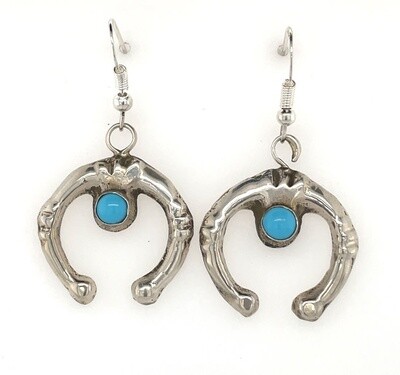 SILVER NAJA TURQUOISE EARRINGS NAVAJO - TONYA YAZZIE