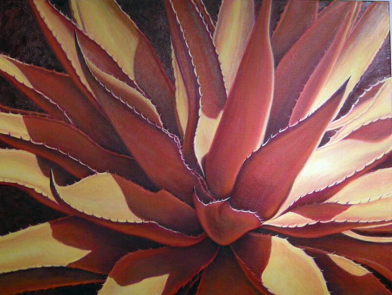 AGAVE IN RED 30&quot;x40&quot;