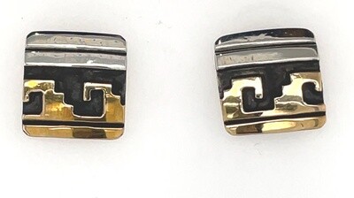 SILVER/GOLD FILLED EARRINGS NAVAJO - T&amp;R SINGER