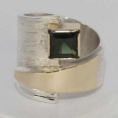 SILVER/14K TOURMALINE WRAP RING-8