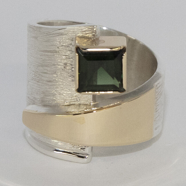 SILVER/14K TOURMALINE WRAP RING-8