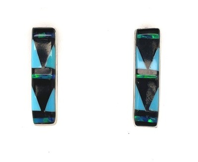 SILVER INLAY EARRINGS NAE161 ZUNI - ERICA ESALIO