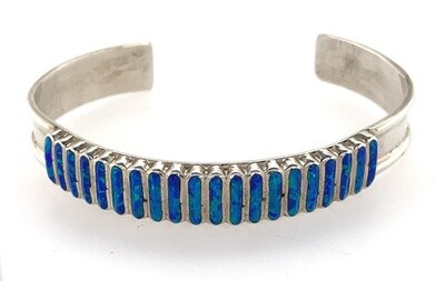 SILVER OPAL INLAY CUFF BRACELET NAVAJO-LUCY SHEKYA
